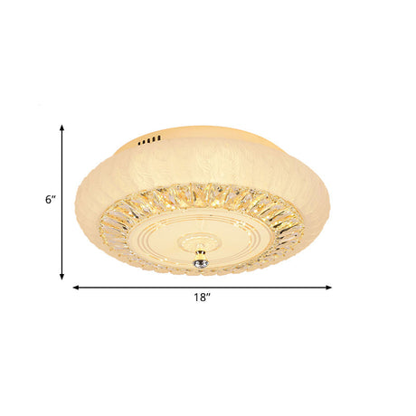 Contemporary Crystal Led Ceiling Mount Light - Gold Finish Round Design Flushmount For Living Room