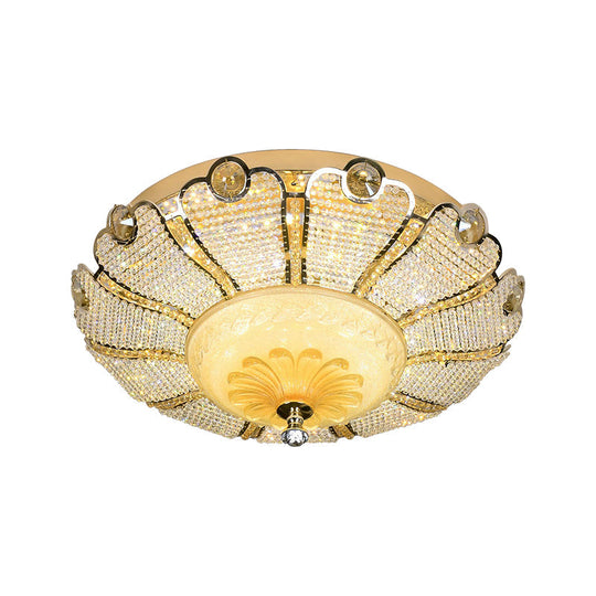16’/19.5’ W Led Modern Scalloped Crystal Flush Mount Spotlight In Gold