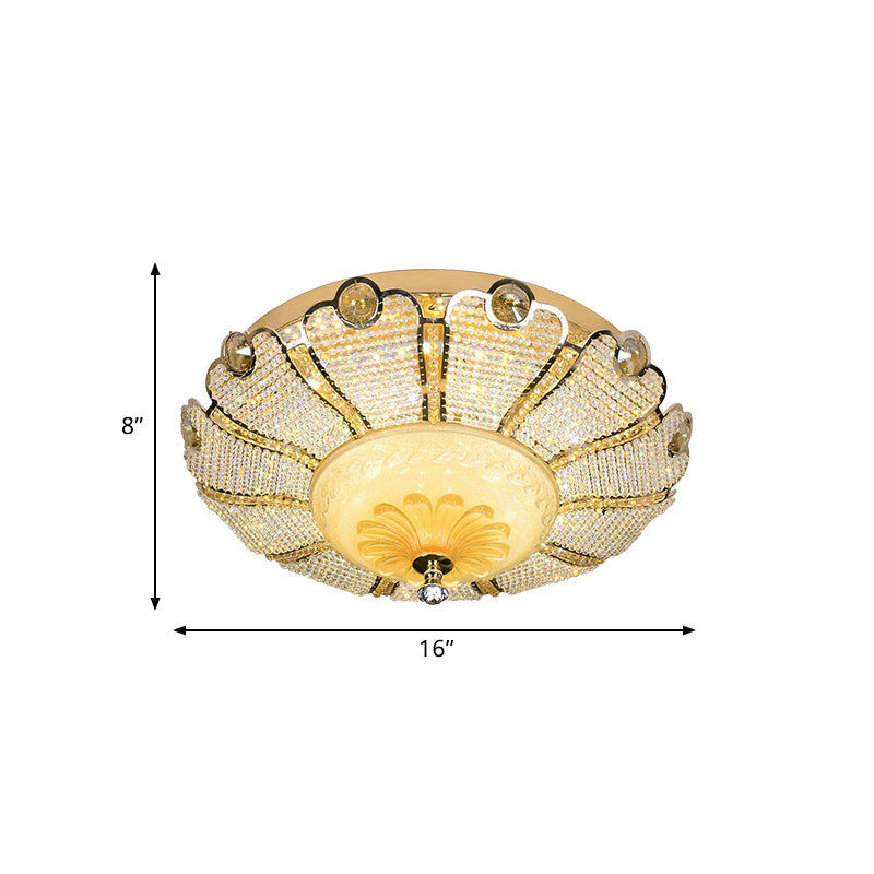 16’/19.5’ W Led Modern Scalloped Crystal Flush Mount Spotlight In Gold
