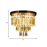 Contemporary Chrome Led Flush Mount Crystal Ceiling Light 8/10 Wide