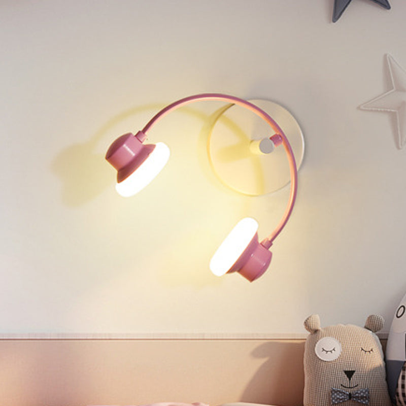 Childrens Creative Headphone Wall Light Kit - Acrylic Led Sconce Lighting In Blue/Pink