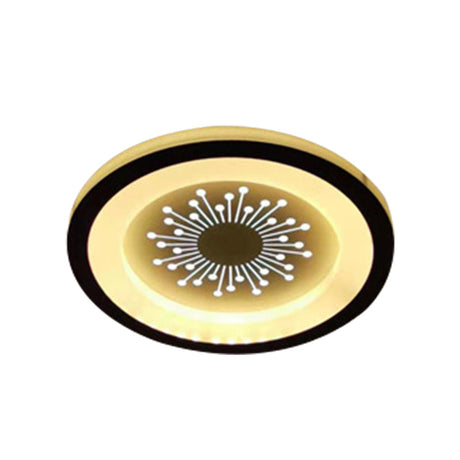 Modern Black Acrylic Led Flush Mount Lamp With Dandelion Pattern