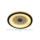 Modern Black Acrylic Led Flush Mount Lamp With Dandelion Pattern
