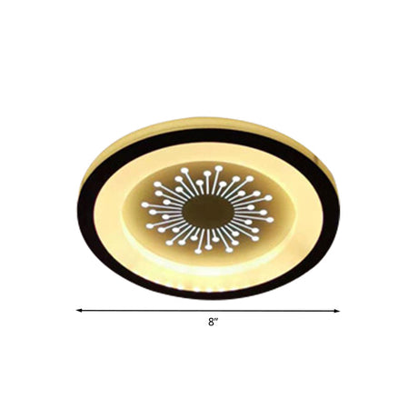 Modern Black Acrylic Led Flush Mount Lamp With Dandelion Pattern