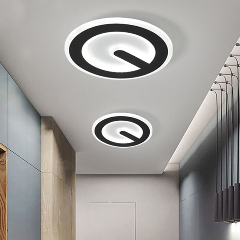 Minimalist Circular Led Ceiling Flush Mount Light In Black With Warm/White Acrylic Lighting -
