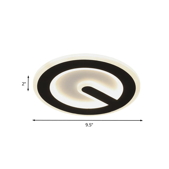 Minimalist Circular Led Ceiling Flush Mount Light In Black With Warm/White Acrylic Lighting -