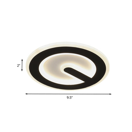 Minimalist Circular Led Ceiling Flush Mount Light In Black With Warm/White Acrylic Lighting -