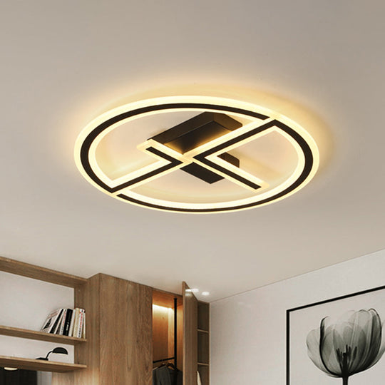 Modern Black Acrylic Led Ring & Dual - L Flush Ceiling Lamp