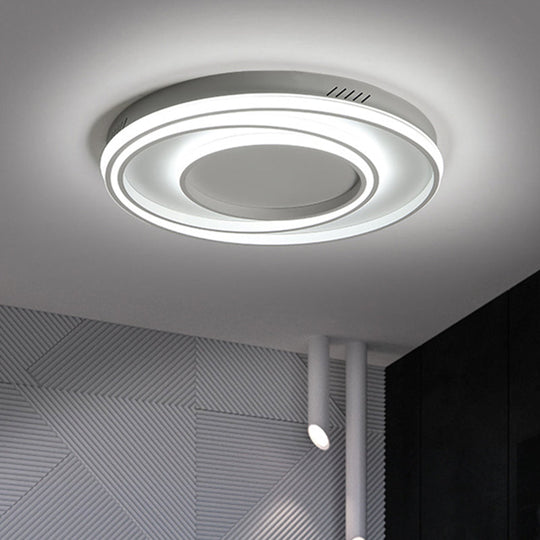 Simple 2-Loop Acrylic Ceiling Light Led Flush Lamp For Bedroom - 18/23 Width Mountable White / 18