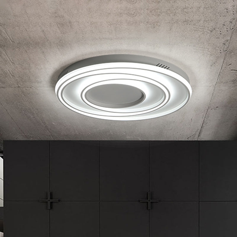 Simple 2-Loop Acrylic Ceiling Light Led Flush Lamp For Bedroom - 18/23 Width Mountable White
