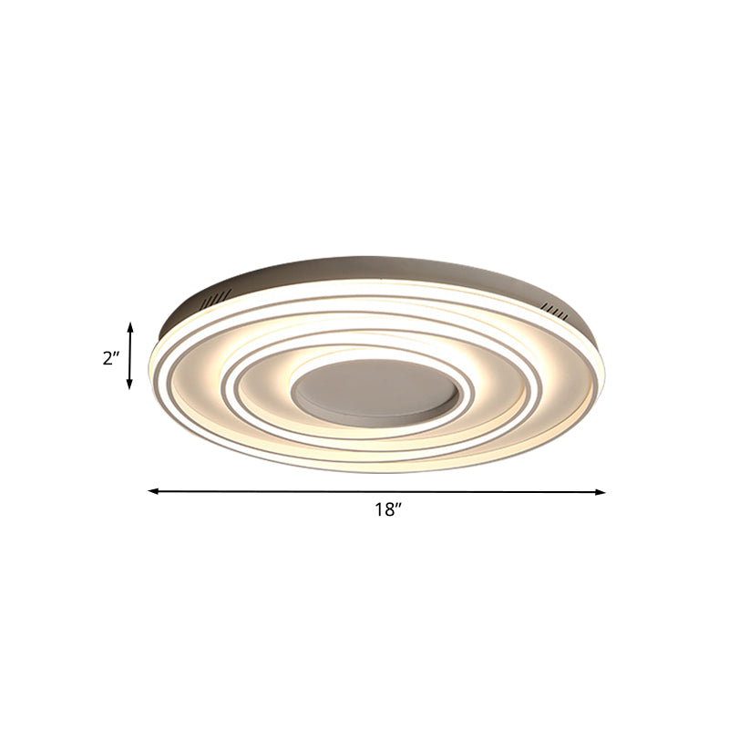 Simple 2 - Loop Acrylic Ceiling Light Led Flush Lamp For Bedroom - 18’/23’ Width Mountable White