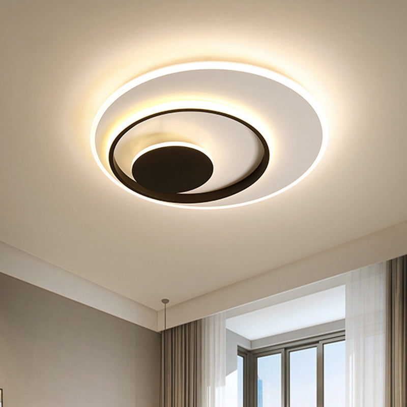 Minimalist Acrylic Circle Ceiling Led Flush Mount Light In White/Warm 16’/19.5’ Wide Black -