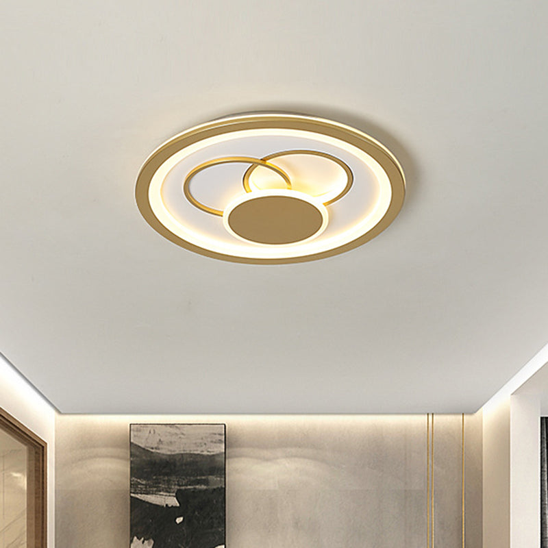 Acrylic Round Flush Mount Fixture - Modernist Led Light In Gold (16/19.5 Dia) Warm/White Glow