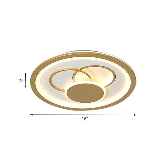 Acrylic Round Flush Mount Fixture - Modernist Led Light In Gold (16’/19.5’ Dia) Warm/White Glow
