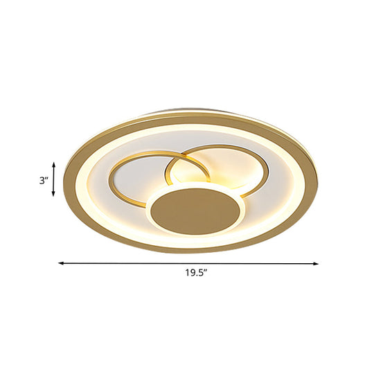 Acrylic Round Flush Mount Fixture - Modernist Led Light In Gold (16/19.5 Dia) Warm/White Glow