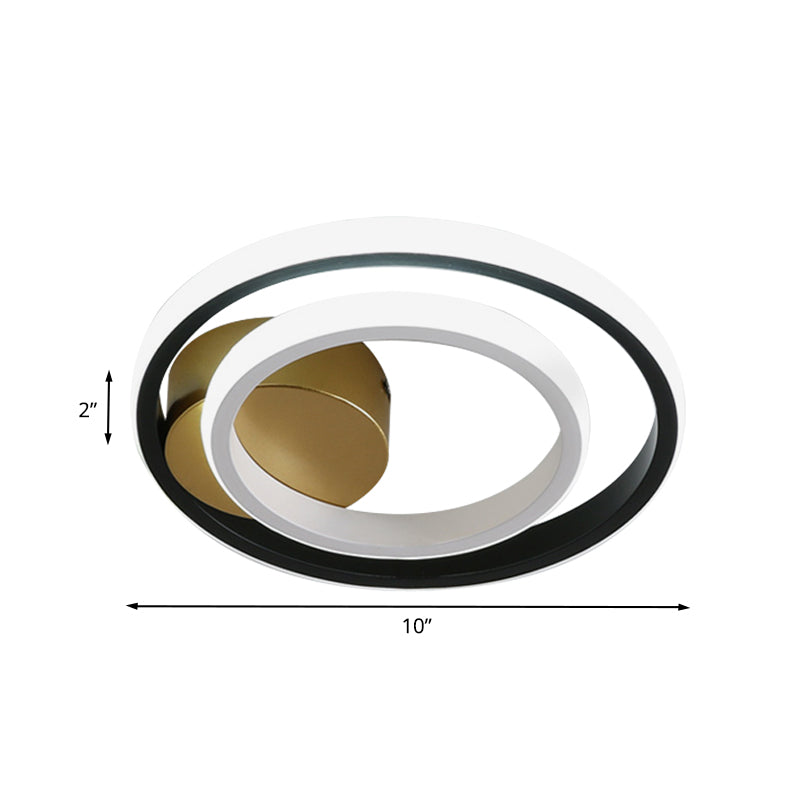 Minimalist Led Acrylic Flush Mount Ceiling Light Fixture - White/Black Round/Square Ring Flushmount