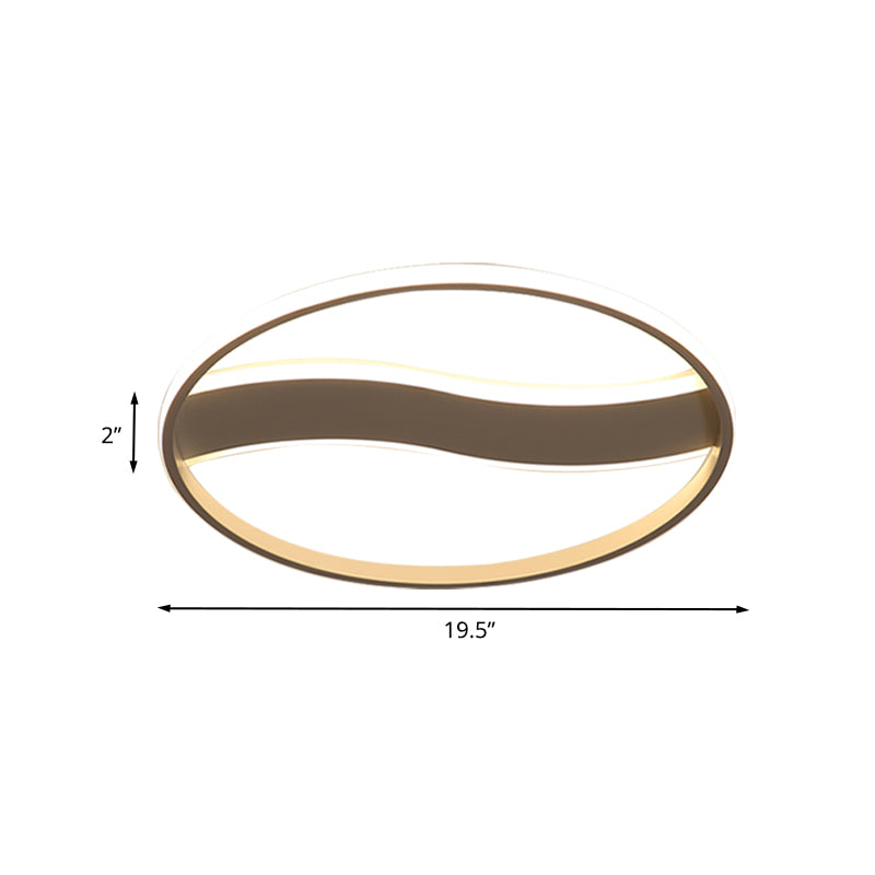 Modern Acrylic Led Flush Mount Fixture - Wave And Ring Design 16/19.5/23.5 Diameter White/Warm Light