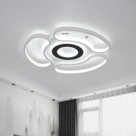 Modern Led Flush Mount Ceiling Light In White For Bedroom With Warm/White And Acrylic Arc - Loop