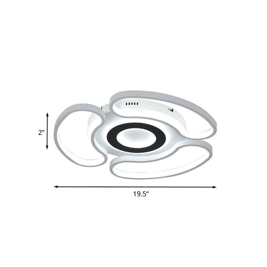 Modern Led Flush Mount Ceiling Light In White For Bedroom With Warm/White And Acrylic Arc - Loop