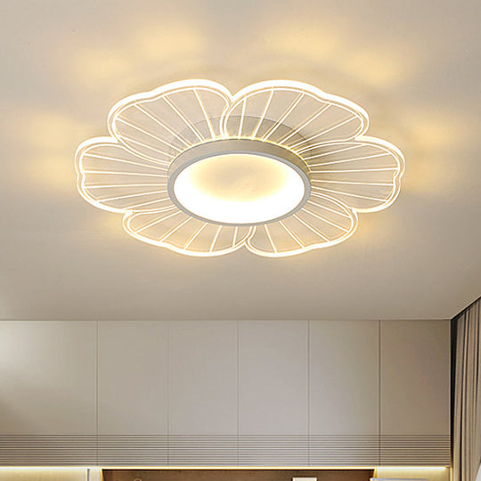 Contemporary White Flower Flushmount Led Lamp - Ultra-Thin & Versatile Sizes In Warm Light / 16.5