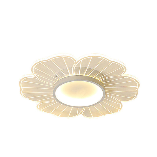 Contemporary White Flower Flushmount Led Lamp - Ultra-Thin & Versatile Sizes In Warm Light