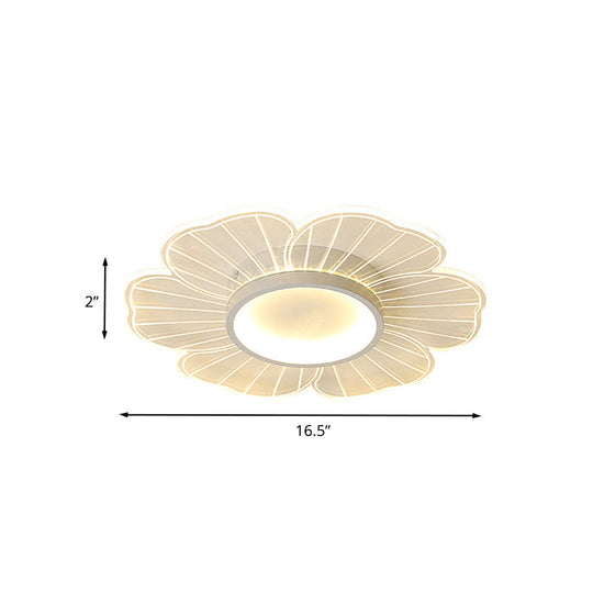 Contemporary White Flower Flushmount Led Lamp - Ultra - Thin & Versatile Sizes In Warm Light