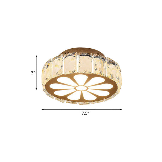 Prismatic Crystal Chrome Ceiling Flush Floral Pattern Led Mount Light Fixture