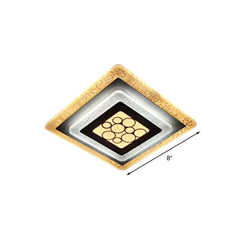 Modern Led White-Black Rhombus Flushmount Light With Crackle Design - Acrylic Ceiling Flush