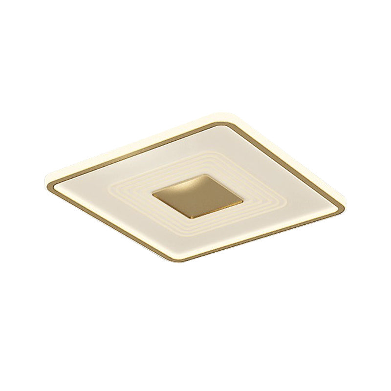16’ Modern Acrylic Led Flush Light Square/Rectangle Gold Finish – White/Warm For Living Room