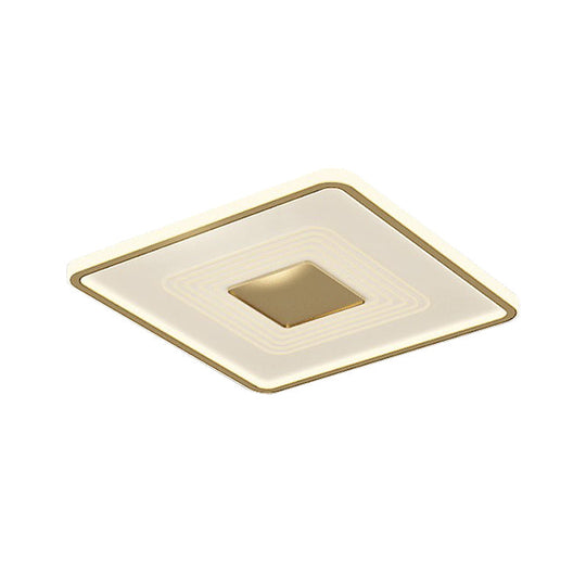 16’ Modern Acrylic Led Flush Light Square/Rectangle Gold Finish – White/Warm For Living Room