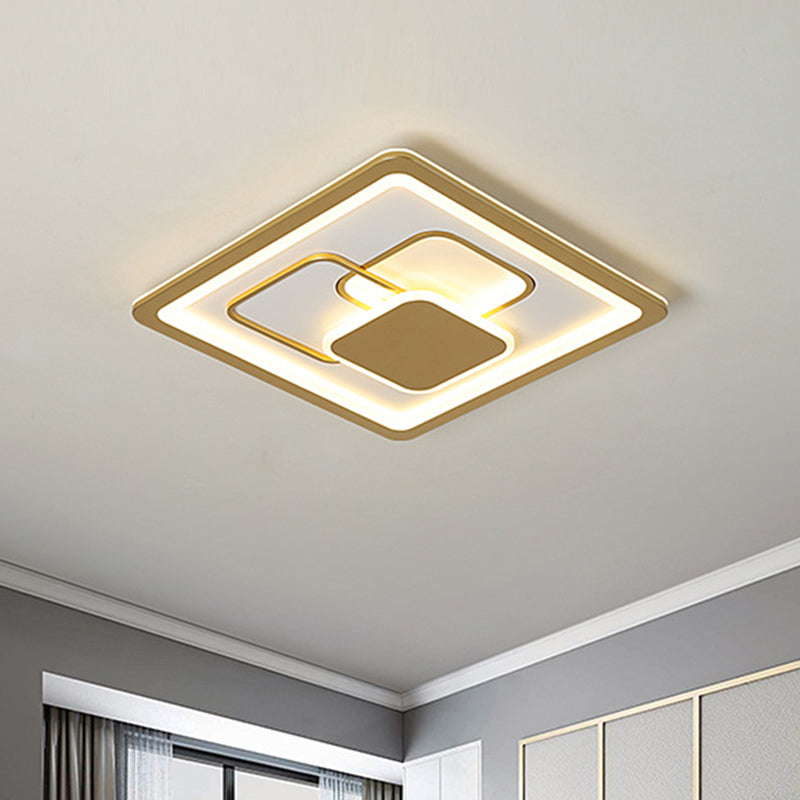 Modern 16/19.5 Gold Led Flush Mount Fixture With Warm/White Acrylic Light / 16 White