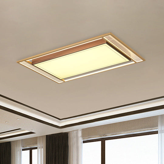 Modern Led Metallic Flush Mount Ceiling Light Fixture - Brown Square/Rectangle Design 21/39 Length /