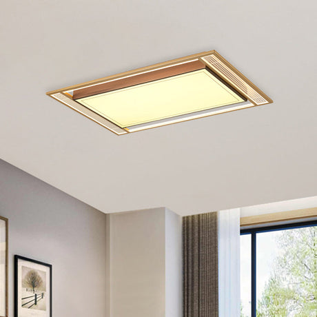 Modern Led Metallic Flush Mount Ceiling Light Fixture - Brown Square/Rectangle Design 21/39 Length