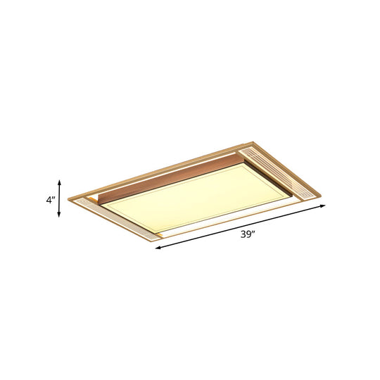 Modern Led Metallic Flush Mount Ceiling Light Fixture - Brown Square/Rectangle Design 21/39 Length