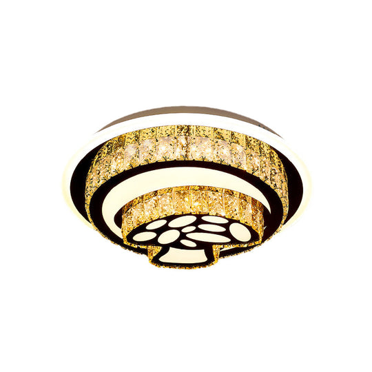 Modern Led Flush Mount Ceiling Light With Crystal Inlaid Loving Heart Flower And Mushroom Design -