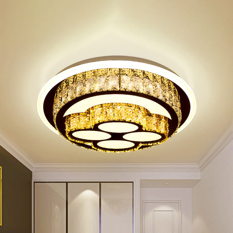 Modern Led Flush Mount Ceiling Light With Crystal Inlaid Loving Heart Flower And Mushroom Design -