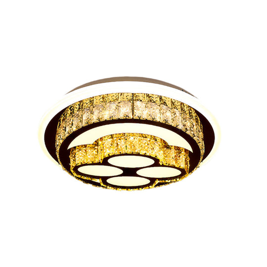 Modern Led Flush Mount Ceiling Light With Crystal Inlaid Loving Heart Flower And Mushroom Design -