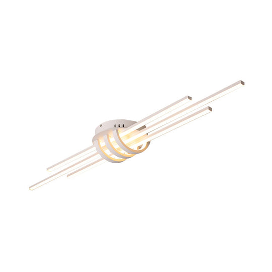 Modern Slim Linear Flush Light Fixture - White/Black Led Acrylic Ceiling Lamp