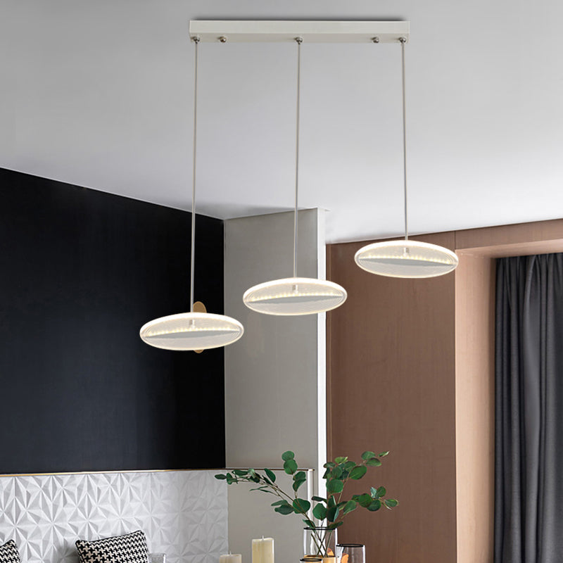 Minimalist Acrylic 3-Head Led Ceiling Pendant In White/Black/Gold - Dining Room Fixture