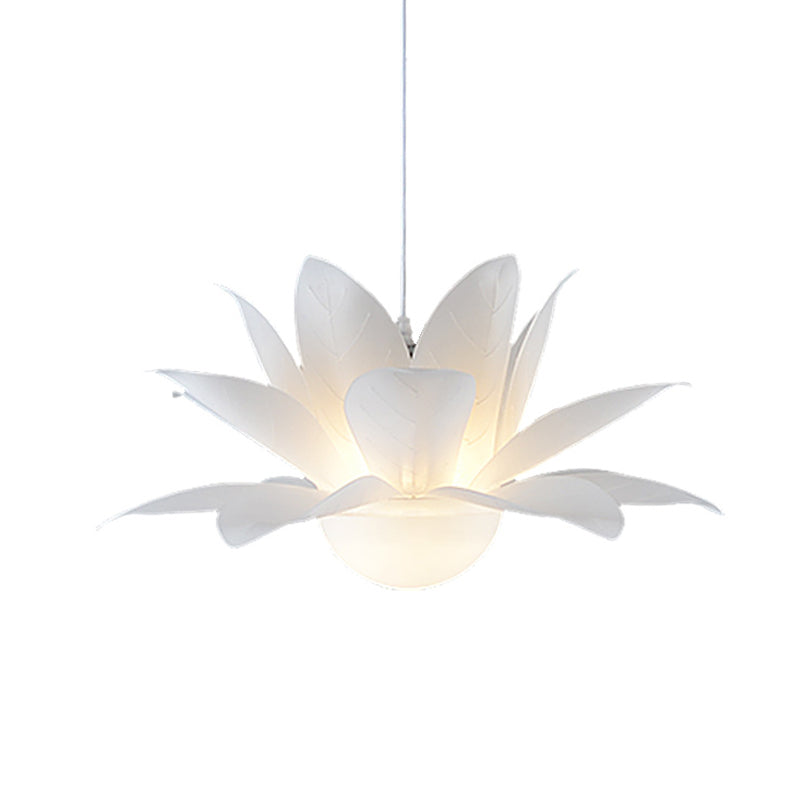 Modern White Lotus Chandelier With Acrylic Panel Shade