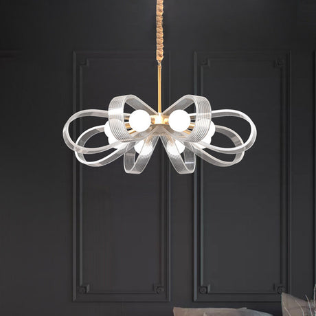 Contemporary White Flower Chandelier Pendant Light - 8-Head Acrylic Ceiling Fixture