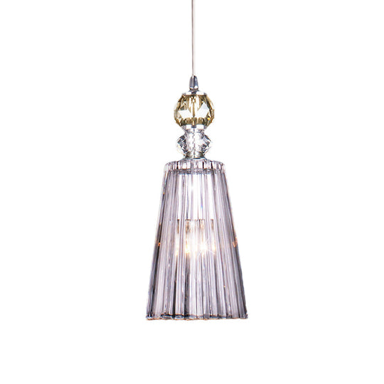 Minimalist Single-Bulb Pendant Light With Clear Prismatic K9 Crystal - Sleek And Stylish Suspended