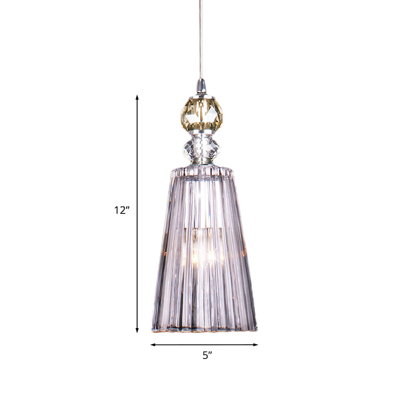 Minimalist Clear Prismatic Crystal Pendant Light With Single Bulb