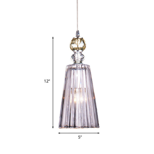 Minimalist Single-Bulb Pendant Light With Clear Prismatic K9 Crystal - Sleek And Stylish Suspended