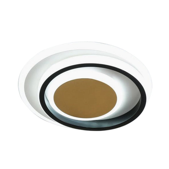 Modern Led Flushmount Lighting In White And Black Acrylic - Square/Round Design