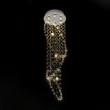 Modern Chrome Crystal Orb Flush Mount Fixture With Waterfall Design And 6 Lights