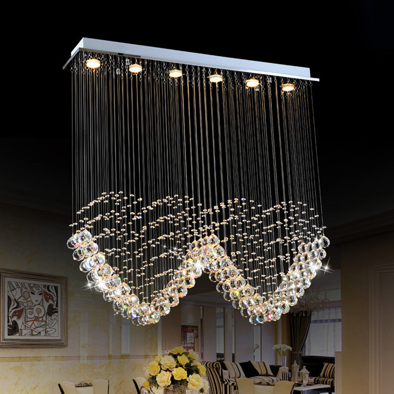 Heart - Shaped Crystal Orb Led Flush Mount Lamp In Chrome - Modern Restaurant Lighting