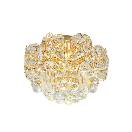Contemporary Gold Led Crystal Ball Ceiling Flush Mount Light - 16/23.5 Width
