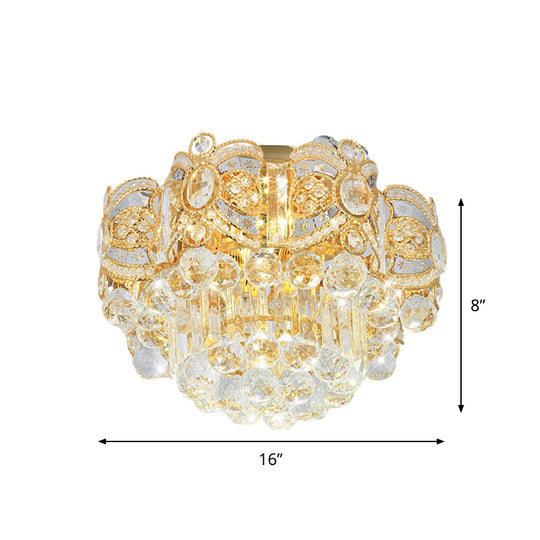 Contemporary Gold Led Crystal Ball Ceiling Flush Mount Light - 16/23.5 Width