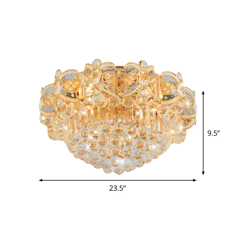 Contemporary Gold Led Crystal Ball Ceiling Flush Mount Light - 16/23.5 Width